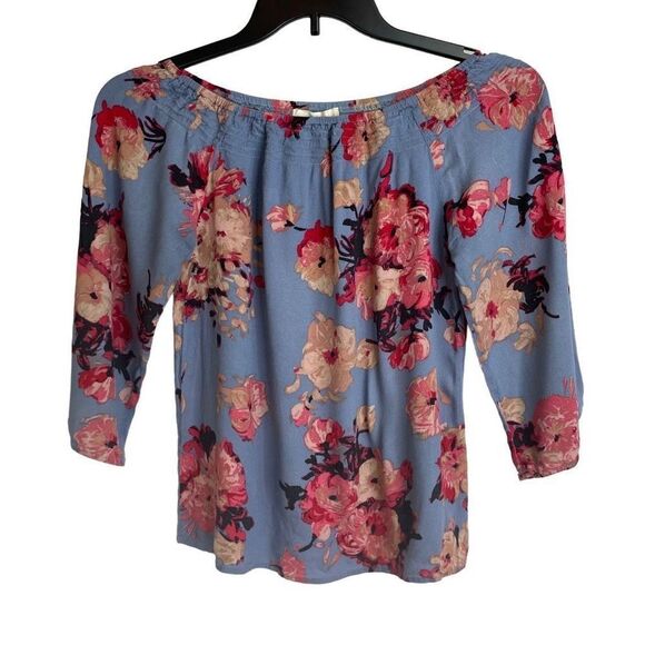 Love Stitch Women's Multi Color Floral 3/4 Sleeve Cropped Blouse Size S - Picture 1 of 6